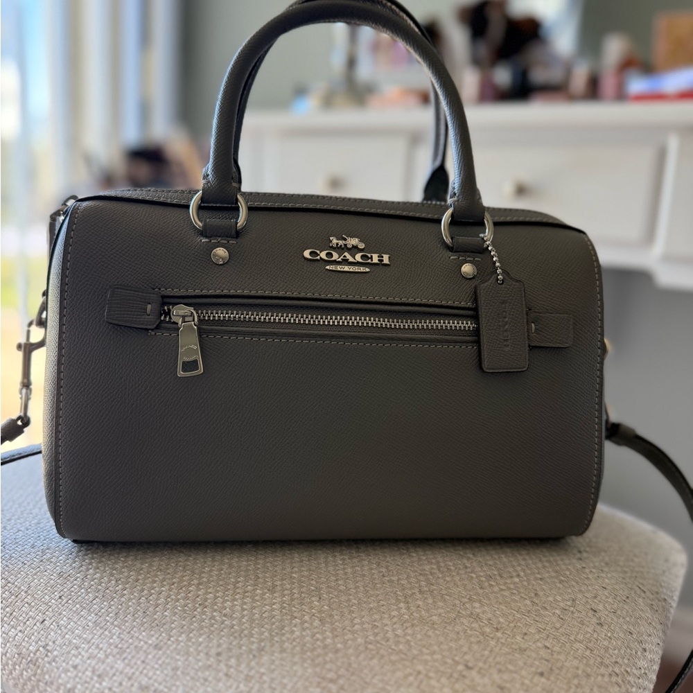 Coach Rowan Gray Leather Gray Bag - Picture 2 of 16
